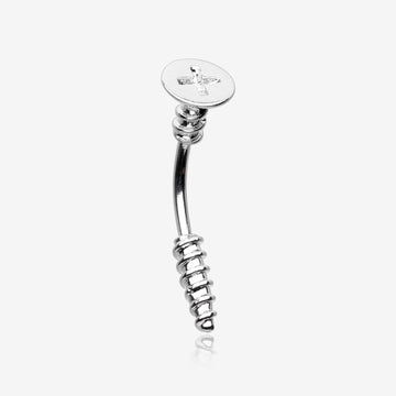 Classic Screw Bolt Steel Curved Barbell Ring
